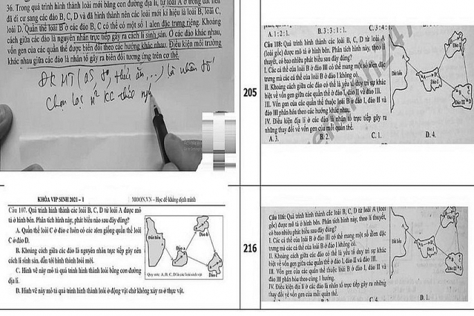 Hình ảnh đề thi môn Sinh học được cho là rất giống với đề ôn thi