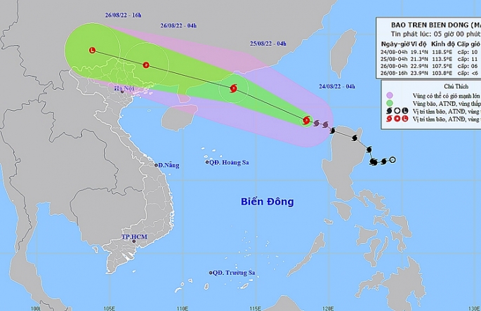 Vị trí và đường đi của cơn bão số 3. 
