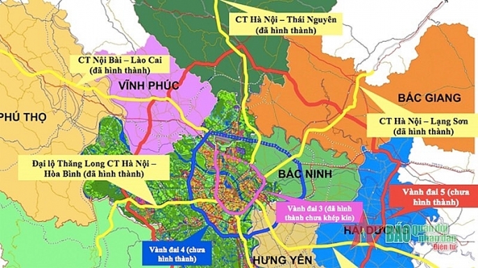 Sơ đồ triển khai đường Vành đai 4 - Vùng Thủ đô.