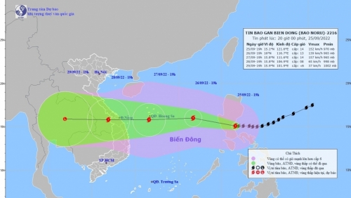 Bão Noru sẽ vào khu vực Biển Đông từ đêm 25/9