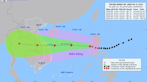 Thời tiết ngày 26/9: Bão Noru tiến vào Biển Đông, trở thành cơn bão số 4