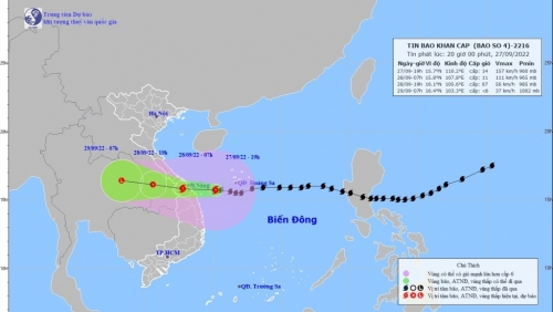 Cập nhật: Bão số 4 cách đất liền khu vực Đà Nẵng-Quảng Ngãi 180km