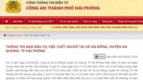 Hải Phòng: Đến thăm nhà con trai, mẹ phát hiện cô gái tử vong trong phòng ngủ