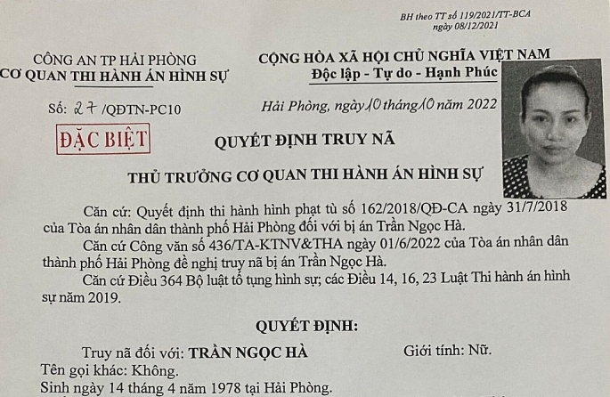 Hải Phòng: Bắt "nữ quái" mang truy nã đặc biệt