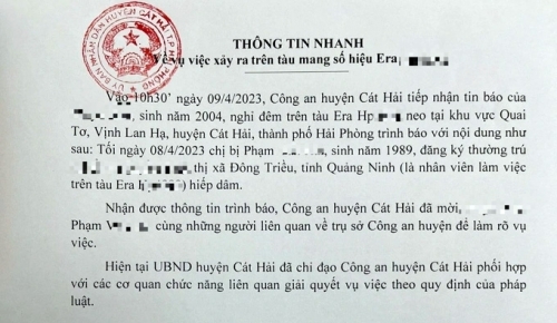 Khẩn trương làm rõ vụ nữ du khách tố bị nhân viên tàu du lịch cưỡng bức ở vịnh Lan Hạ