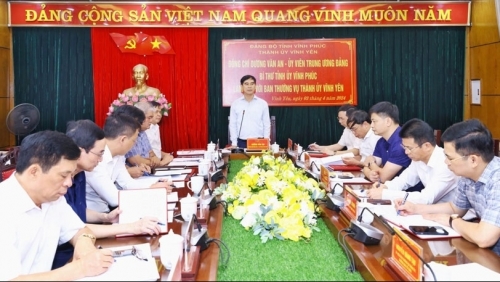 Vĩnh Phúc: Bí thư Tỉnh ủy làm việc với Ban Thường vụ Thành ủy Vĩnh Yên