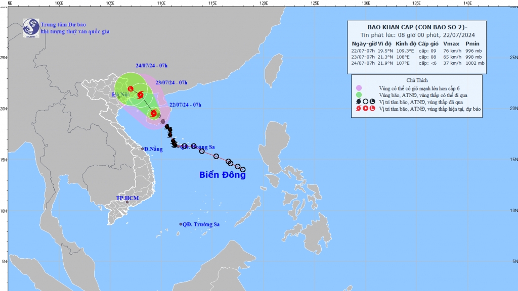 Bão số 2 hướng vào vùng biển Quảng Ninh - Hải Phòng