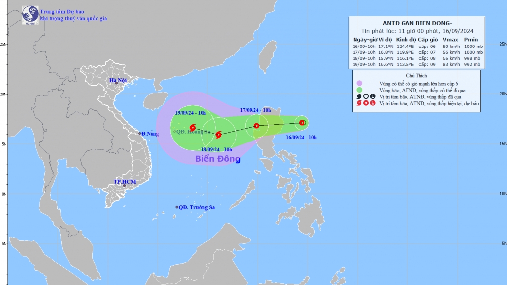 Áp thấp nhiệt đới sẽ mạnh lên thành bão hướng vào Biển Đông