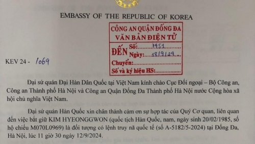 Đại sứ quán Hàn Quốc cảm ơn Công an quận Đống Đa