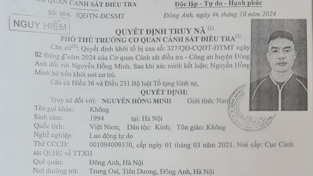 Phát lệnh truy nã nguy hiểm đối với gã trai buôn “hàng trắng”