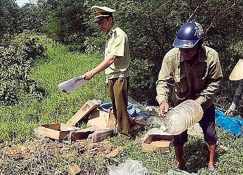 Quảng Ninh : Phát hiện và tiêu hủy 300 kg chân gà đông lạnh không rõ nguồn gốc