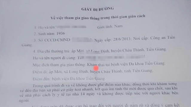 2 người đàn ông được cấp giấy đi đường để... khám thai